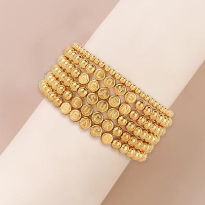 Hpebl Gold Bracelet Beads Making Kit Letter Beads for Bracelets for Adult - color: 02-Gold
