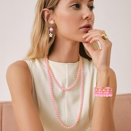 Pink Pearl Bracelet Making Kit Gold Beads for Bracelets for Adult - color: 10-Pink & Gold