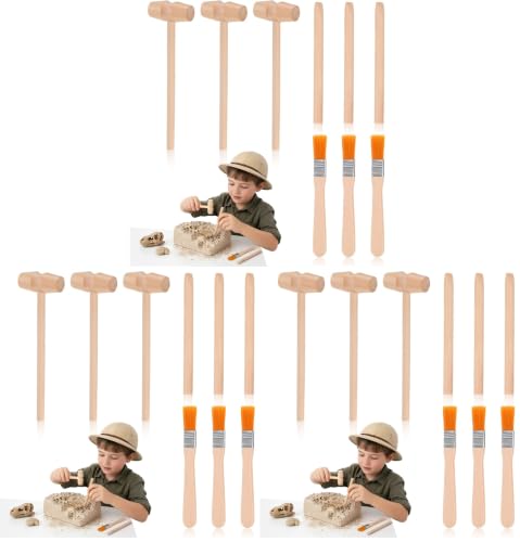 VOSAREA 3 Sets of Dinosaur Digging Tools Kids Play Learning Tools Small Digging Brush Chisel Hammer Toy STEM Science Kits (Pack of 3) - size: 14.00X4.00X2.00CM (Pack of 3)