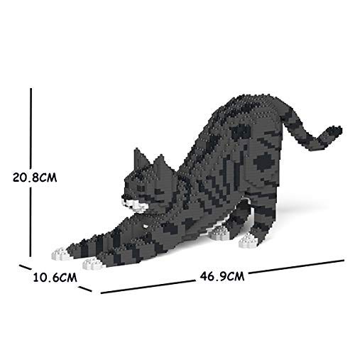 JEKCA Cat 05S-M02 | Tabby Cat Plastic Building Blocks | Age 14+ - color: Dark Grey Tabby