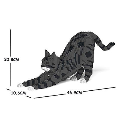 JEKCA Cat 05S-M02 | Tabby Cat Plastic Building Blocks | Age 14+ - color: Dark Grey Tabby