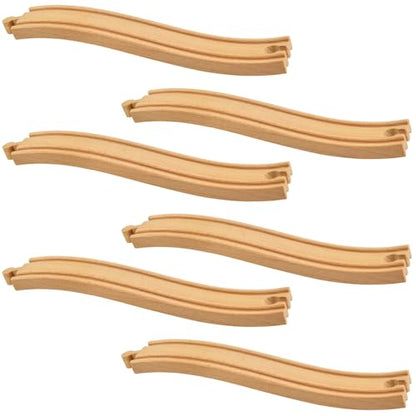 6 Pieces Ascending Wood Train Tracks Wood Train Tracks Expansion Compatible with Most Train Tracks Wood Train Track Connectors for Girls Boys Birthdays (6 PCS, Ascending) - color: 6pack