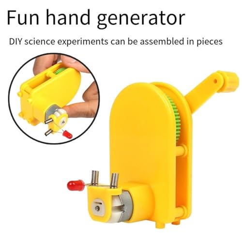 Portable Hand Cranked Power Generator Handheld Crank Generator Science Experiments STEM Building Toy for Student Teen ABS Plastic