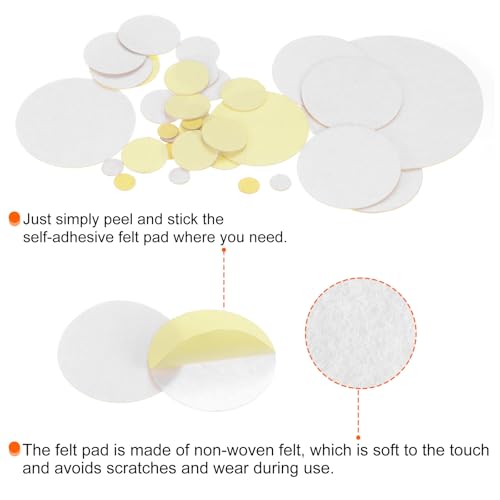 HARFINGTON 48pcs Round Adhesive Felt Circles, 10mm 3/8" Pre Cut Felt Craft Stickers Non-Woven Mini Felt Fabric Circles for DIY Sewing Handcraft Cut Projects Craft Finishing, White - color: White, size: 10mm (48pcs)