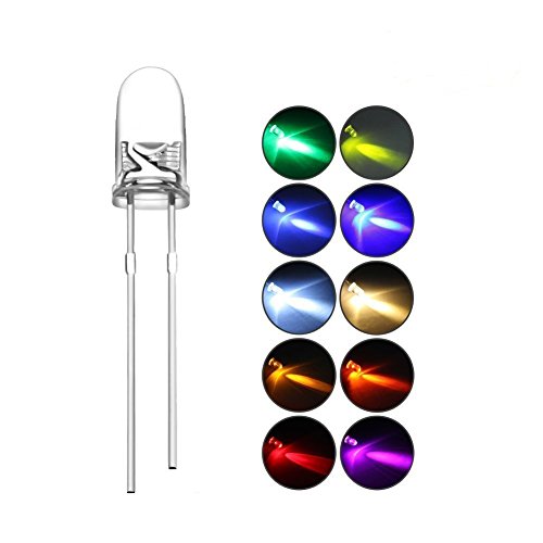 DiCUNO 200pcs 3mm LED Assorted Light Emitting Diodes (10 Colors x 20pcs) - color: 10 Light Colors, 200 Pack