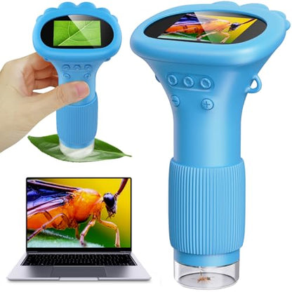 Kids Portable Microscope, Pocket Microscope for Kids with 2" Screen - color: Blue