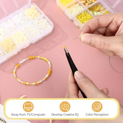 Norme 2 Sets Glass Seed Beads and Loose Sequins Kit Loose Beads for Jewelry Making DIY Crafts Felt Kits Embroidery Bracelets and Necklaces 20 Colors(Yellow, Beige) - color: Yellow, Beige