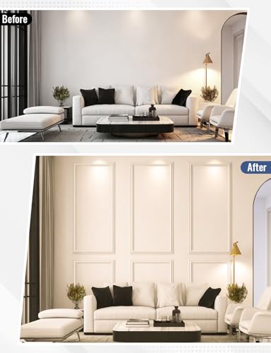 Peel and Stick Wall Molding Kit, 3 Set Pre-Cut Wainscoting Panels, 24x54in