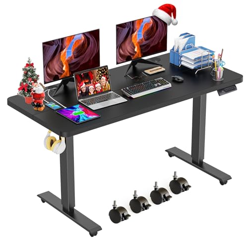 farexon 48x24 Inch Electric Standing Desk with Wheels,Black - color: Black, size: 48 x 24''