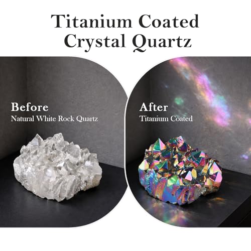Rockcloud Titanium Coated Crystal Rock Quartz Blue Cluster Geode, 1-2" - color: Blue