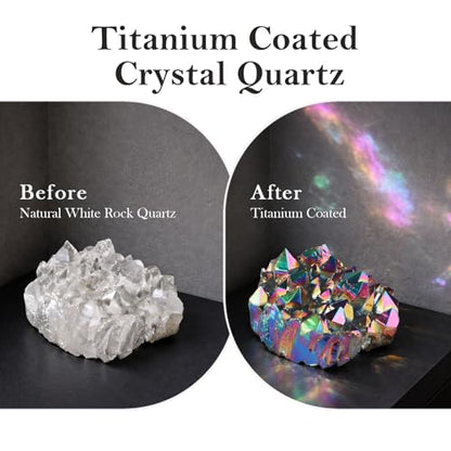 Rockcloud Titanium Coated Crystal Rock Quartz Blue Cluster Geode, 1-2" - color: Blue
