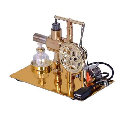 Hot Air Stirling Engine Motor Education Model Toy Electricity Power Generator LED Lights Kit Class Teaching Stirling Engine Kit for Adults Desktop Educational Physics Experiment Kit