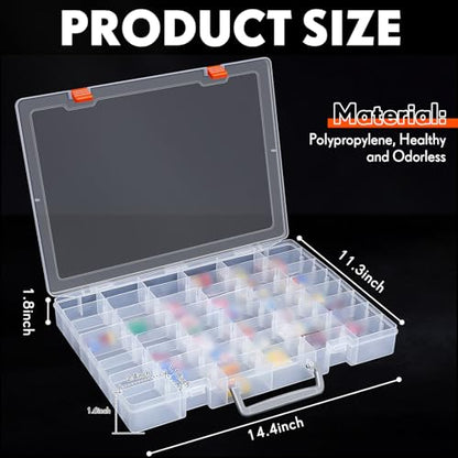 Juexica 2 Pcs 48 Grid Plastic Bead Storage Organizer Box, Clear - color: Clear