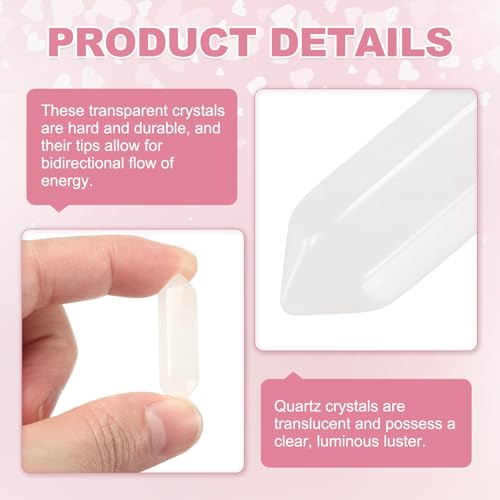 MECCANIXITY 10 Pack Clear White Quartz Crystals, Polished Crystals Bulk Hexagonal Shaped Meditation Gemstone for Jewelry Making Energy Balance Accessories Gifts - color: Clear White