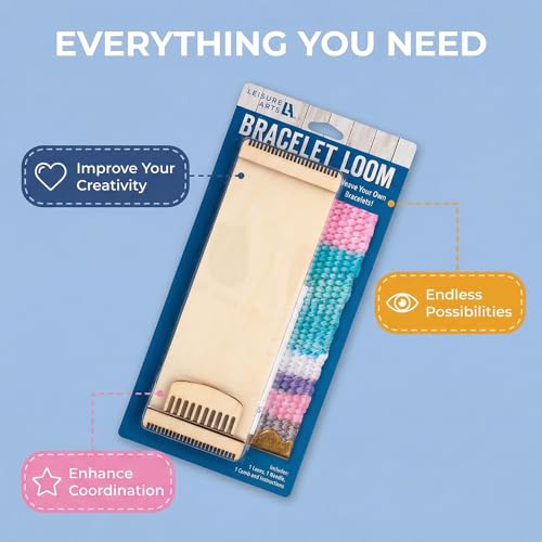 Leisure Arts Loom Bracelet Weaving, Bracelet Maker, Weaving Loom, Bead Loom, Bracelet Making Kit String, Weaving Kit, Beading Loom, Friendship Bracelet Making Kit, Weaving Loom for Adults - size: 9.89 x 5.01 x 0.45 inches