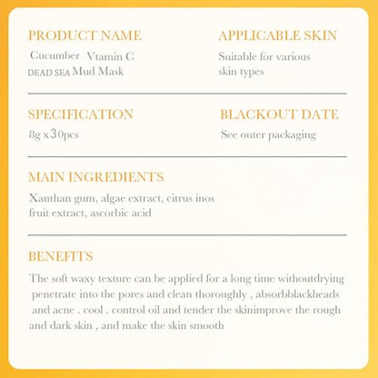 Etuanxi 30Pcs SPA Recovery Mud Mask Clay Mask for Face Vitamin C & Cucumber & Dead Sea Mud Masks for Face Mask Moisturizing Deep Cleansing Mud Mask Skin Care Set
