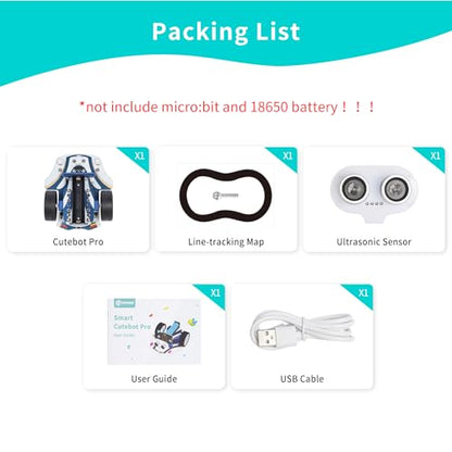 ELECFREAKS microbit Starter Kit Cutebot Pro DIY Programmable Robot Car Kit with 4 Line-Tracking Sensors and Encoded Motor, microbit Project Makecode Coding Set (not Include Micro:bit and Battery)