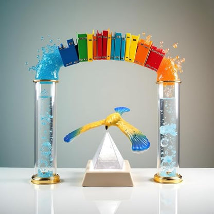 2Pcs Balance Bird with Clear Triangle Stand, Educational Physics Gravity Demonstration, Science Kit