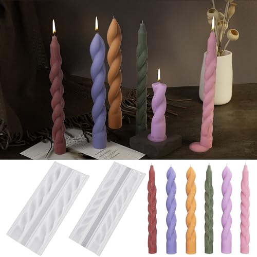 2 Pack Stick Candle Wave Pillar Candle & Resin Mold - Resin Casting Silicone Molds for Home Decor & Candle Making Wave Spiral Mold - color: ehx-candle-stick-2-pack-a