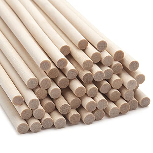 Wood Dowel Rods Wooden Dowels for Crafts, 50 PCS 1/4 x 15 Wooden Sticks for Crafts, Round Macrame Dowels, Unfinished Small Wood Sticks for Crafting, Lollipops, Tiered Cake, Photo Booth Props - size: 1/4"×15"-50PCS