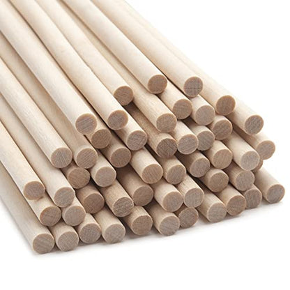 Wood Dowel Rods Wooden Dowels for Crafts, 50 PCS 1/4 x 15 Wooden Sticks for Crafts, Round Macrame Dowels, Unfinished Small Wood Sticks for Crafting, Lollipops, Tiered Cake, Photo Booth Props - size: 1/4"×15"-50PCS