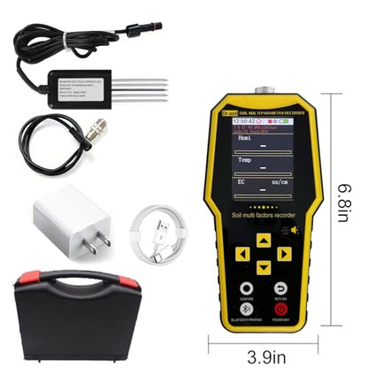 7 in 1 Soil Tester, Nitrogen Phosphorus Potassium NPK Tester, Handheld Soil PH Meter Kit, Temperature, Conductivity, Moisture, EC Meter for Petrochemical, Agriculture - Yellow
