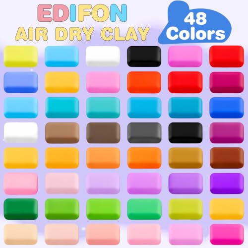 EDIFON Air Dry Clay, 48 Colors Foam Magic Modeling Clay for Kids DIY Crafts - color: 48 colors