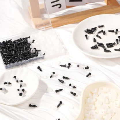 Vanblue Safety Eyes 260PCS 8mm Plastic Black Craft Eyes with Washers Teddy Bear Eyes for Amigurumi Stuffed Animals Crochet Toys Crafts Making Halloween Decorations - size: 8mm