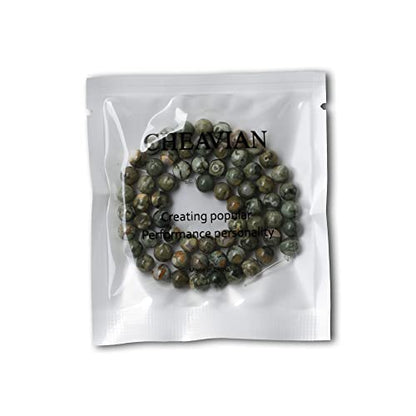 60PCS 6mm Natural Aust Rhyolite Stone Gemstone Round Loose Beads for Jewelry Making 1 Strand 15" - color: Aust Rhyolite A, size: 6mm