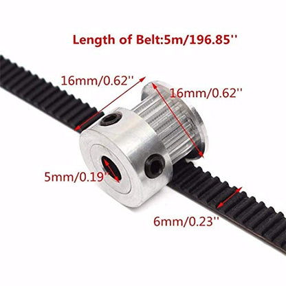 Zeelo 5M GT2 Timing Belt 6mm Width + 4pcs 20 Teeth 5mm Bore Timing Pulley Wheel + 4pcs Idler + 8pcs Tensioner Spring Torsion + 4pcs Gear Clamp Mount Block with Allen Wrench for 3D Printer - color: 5M+4+4+4+8 SET