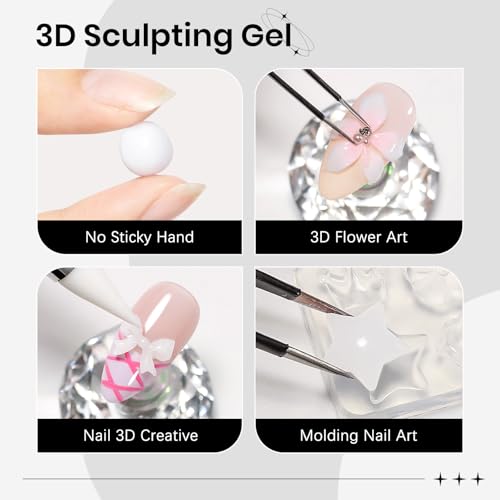 3D Nail Sculpting Gel for Nails Art, White, Solid, Non-Sticky Hard - color: White
