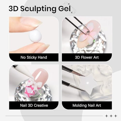 3D Nail Sculpting Gel for Nails Art, White, Solid, Non-Sticky Hard - color: White