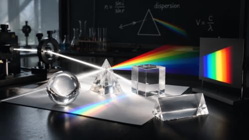4PCS Crystal Prism Kit, Optical Prisms for Physics Light Refraction Experiments