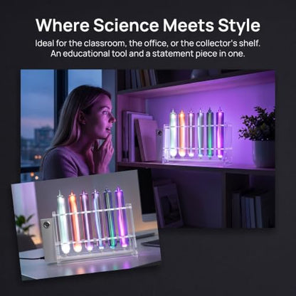 Rare Gas Glow Demonstration Set, 6 Noble Gases (he, Ne, Ar, Kr,xe,n2), with Motorized Stand,for Physics Spectroscopy Education, Desktop Collection & Science Ornament
