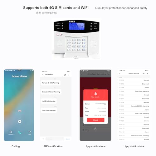 24pcs Wireless DIY Home Burglar Alarm System, 4G WiFi GSM, No Monthly Fee,Home Security with App Alert