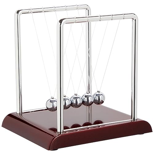 Juvale Newtons Cradle Pendulum - 7 x 6 x 7 in, Silver Stainless Steel - Desk Decor & Office Decor for Men - Stress Relief Desk Toy - Science Teacher Gift & Physics Toy - size: 7 x 7.1 x 5.9 inch