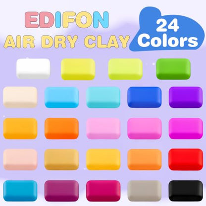 EDIFON Air Dry Clay, 24 Colors Foam Magic Modeling Clay for Kids DIY Crafts - color: 24 colors