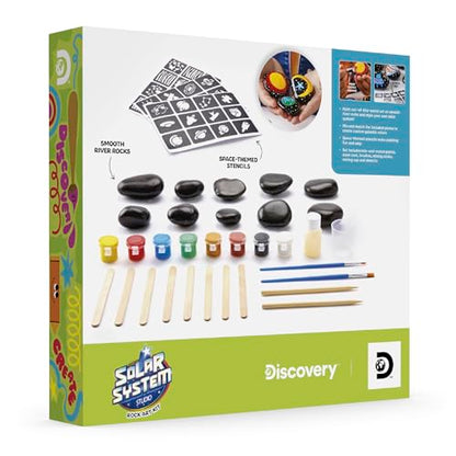 Discovery™ Solar System Studio Rock Art Kit, 35-Piece Space Craft Painting Set, Paint and Decorate Galaxy Rocks with Stencils, STEM Art Kit for Kids Ages 6+