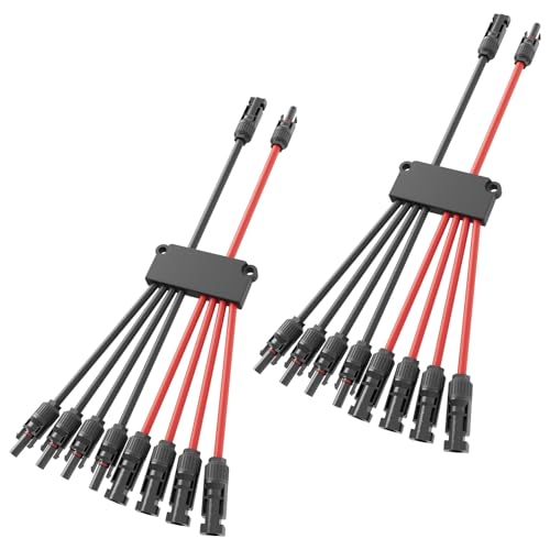 Solar Panel Connector 8 to 2 Solar Y Branch Connectors PV Panels Parallel Connectors Kit Adapter Waterproof Wire Plug Tool for Solar Panel(2 Pcak MF/FFFFMMMM) - color: 2 Pack, size: 8 to 2