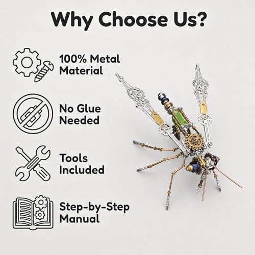 3D Metal Puzzles for Adults Teens-160+Pcs-Mechanical Mosquito Bee Insect Models-3 Hours to Build-Ideal for Birthday Gifts and Decorations (Mechanical Mosquito) - style: Mechanical mosquito