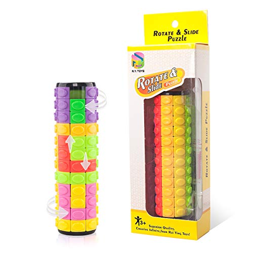 R.Y.TOYS Rotate and Slide Puzzle-Design Patent,Fidget Toys(Restore/Create) 8 Colors,12 Layers-Detach Piece for Quick Play,Brain Teaser,Sensory Toys,Stocking Stuffers,Easter Basket Stuffers Essentials - color: 8 Colors X 12 Layers