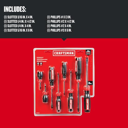 CRAFTSMAN Screwdriver Set,Bi-Material,8 Piece Set (CMHT65075N),(Pack of 4) - style: NEW Screwdriver Set, 8 Piece