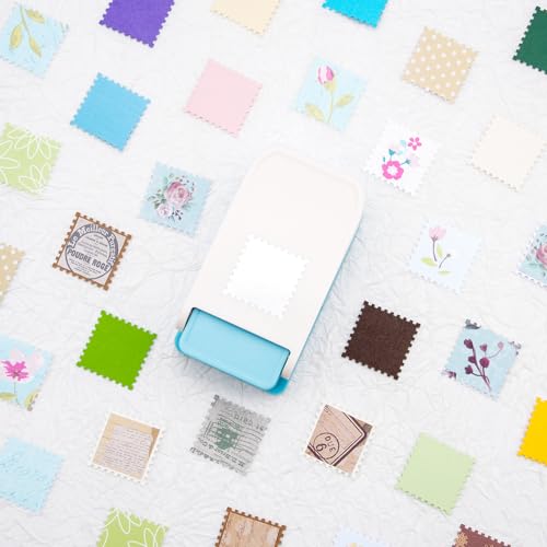 BAOFALI 3Pcs Stamp Puncher, 1X0.8inch &1inch Stamp Punch1 Inch Square Punch, Scalloped Rectangle Lever Action Paper Punches for Crafting Scrapbooking DIY Scrapbooking Journaling Card Making - color: 1X0.8inch &1inch Stamp +1 Inch Square Punch