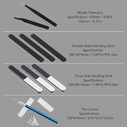 Model Tools Craft Set, Lightweight Portable Mini Tools with Ergonomic Design for Model Building, Assembly, Carving and Sanding