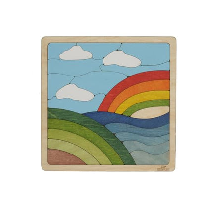 Rainbow Puzzle for Kids | 26 Pieces Wooden Jigsaw Puzzle | Learning Toy and Gift for Boys Girls Ages 3 Years and Above - style: Rainbow