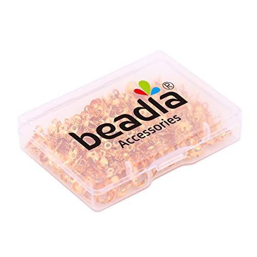BEADIA 18K Gold Plated End Caps Non Tarnish 4x8mm 200pcs for Jewelry Making Findings - color: End Caps Gold, size: 4x8mm