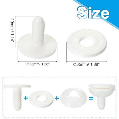 PATIKIL 35mm Doll Joints, 10 Set Plastic Removable Animal Joints Connector Engage Bolt for Bear Soft Limbs Making Head Joints DIY Crafts Accessories, White - size: 35mm