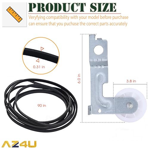 AZ4U Dryer Idler Pulley and Belt Kit for Samsung DV210AEW DV45H7000EW - size: Idler Pulley + Belt