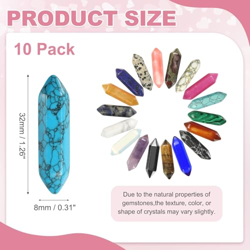 MECCANIXITY 10 Pack Blue Turquoise Quartz Crystals, Polished Crystals Bulk Hexagonal Shaped Meditation Gemstone for Jewelry Making Energy Balance Accessories Gifts - color: Blue Turquoise