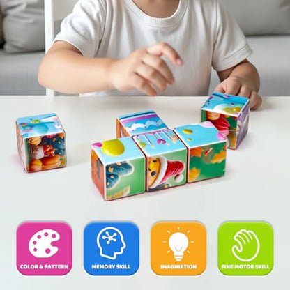 Pairez Toys Magnetic Blocks, Large 1.65 Inch Puzzle Cubes for Toddlers 3-5 - color: Holiday